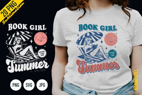 Download Book Girl Summer on Beach Shirt SVG PNG - Premium Resources